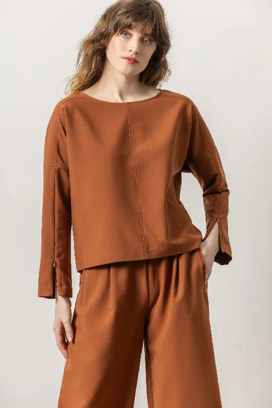 Zip Detail Seamed Top Streetwear Style for 