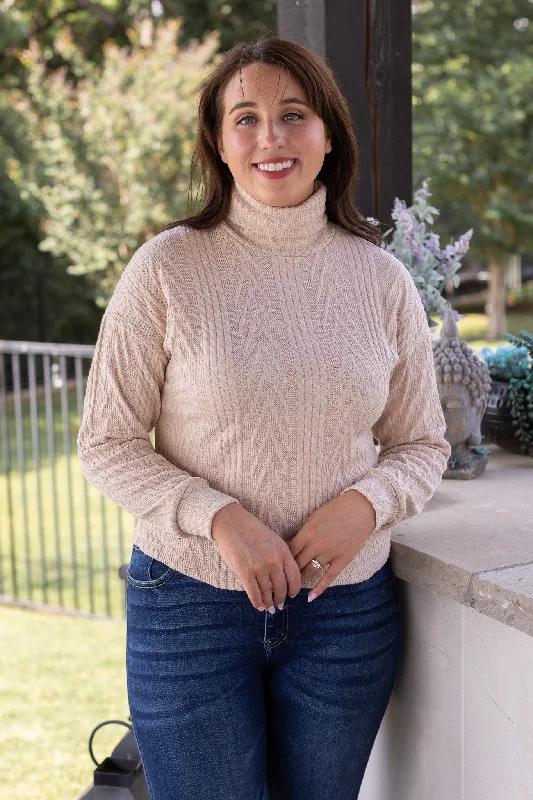 Beige Turtle Neck Knit Sweater Australian Beach