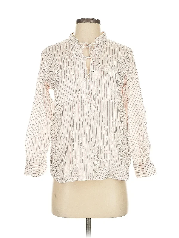 Long Sleeve Blouse Sleek Women's Metallic