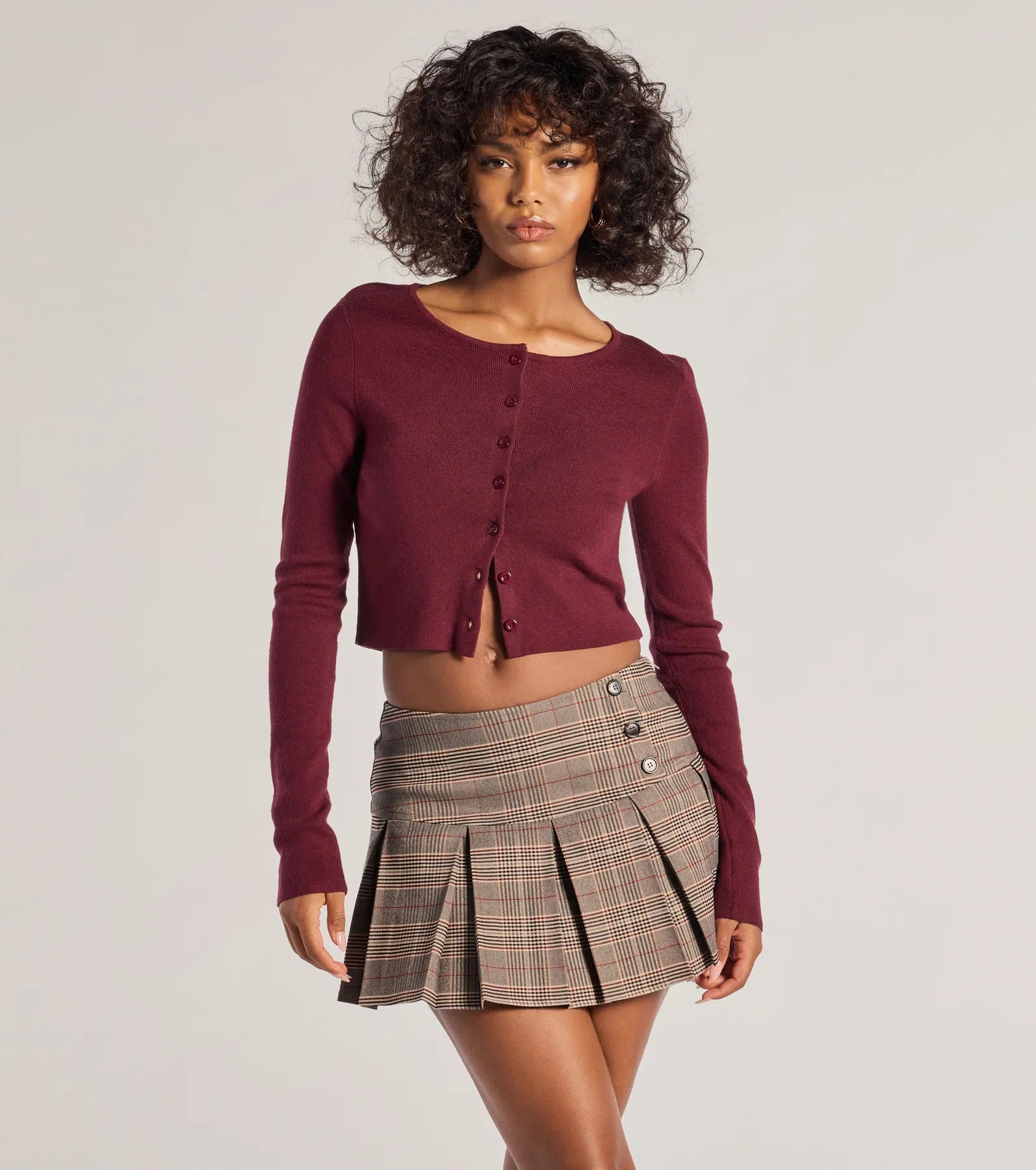 Cozy Charm Cropped Knit Cardigan Monochromatic Office Style