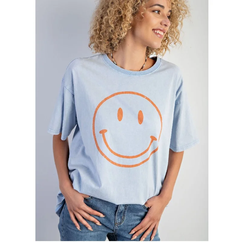 Mineral Washed Smiley Face Tee Cozy Women's Winter