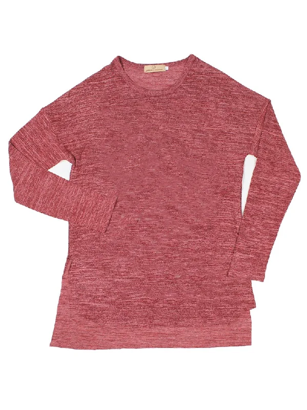 Blank Red Heathered Split Hem Tee Geometric