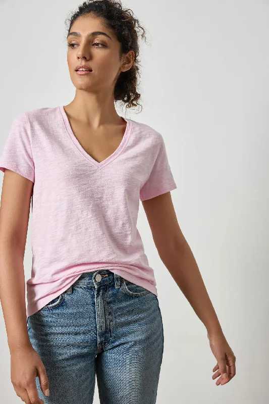 Short Sleeve Back Seam V-Neck Business