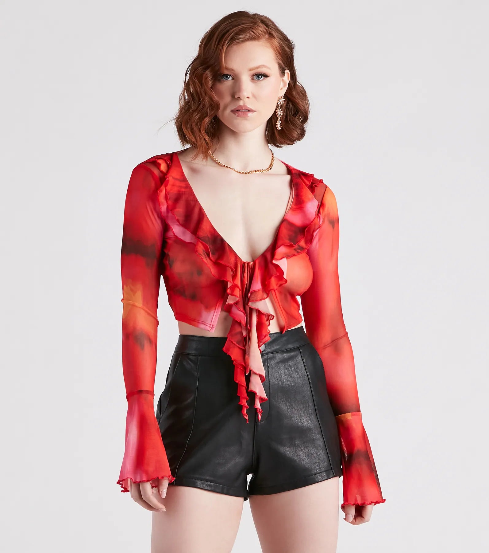 Summer Vibes Ruffled Tie-Front Top Cool Women's Skate