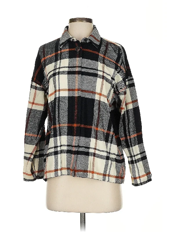3/4 Sleeve Button-Down Shirt Artistic Women's Hand - painted