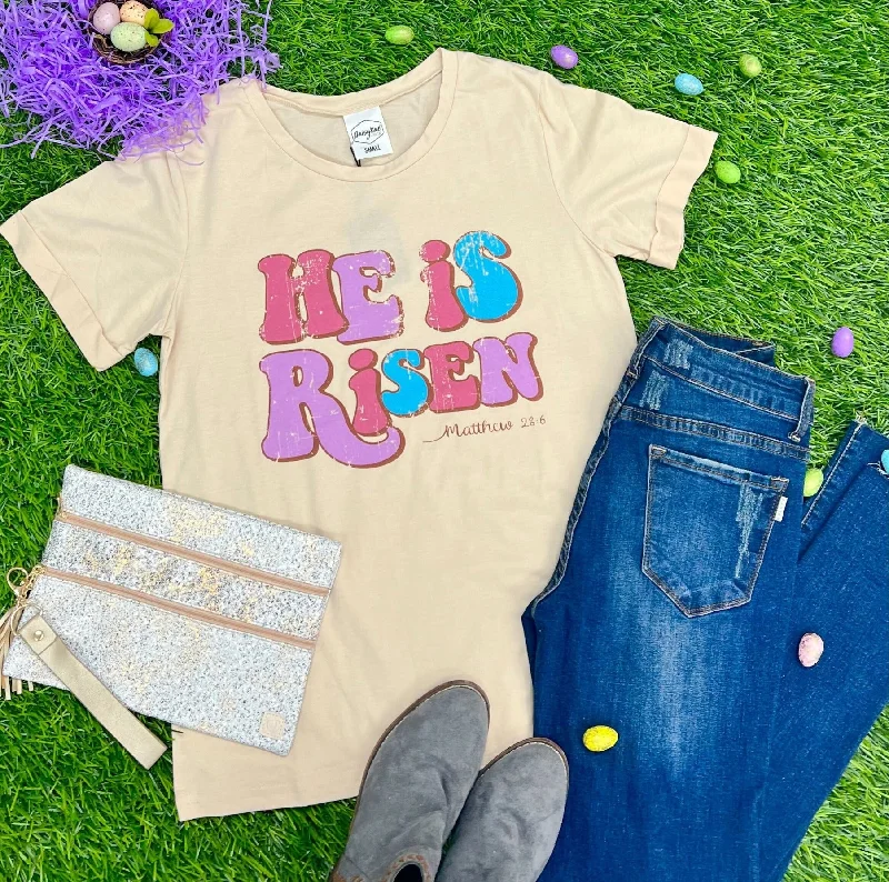 He is Risen on Classic Tiramisu-Beige Cuff Tee performance