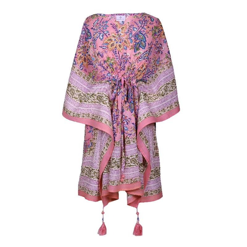 Rosa Tropicale Short Cotton Kaftan Women