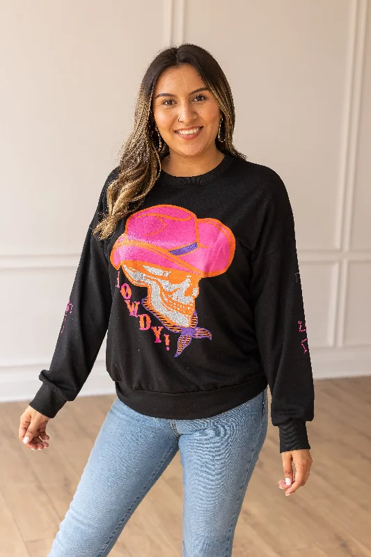 Wild West Rebel Black Sweatshirt Traditional Women's 