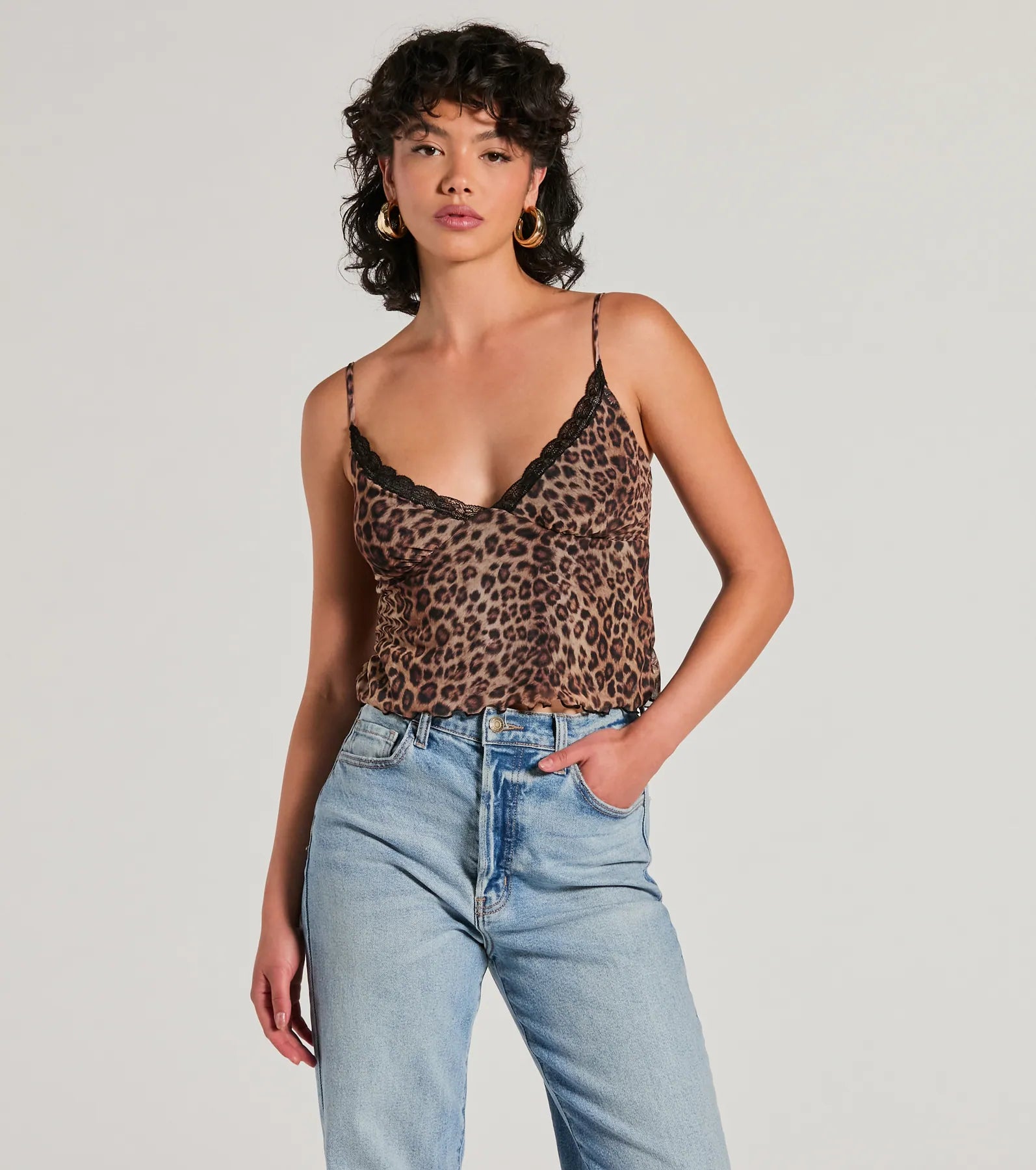 Purrfect Fit Leopard Print Mesh Top Women
