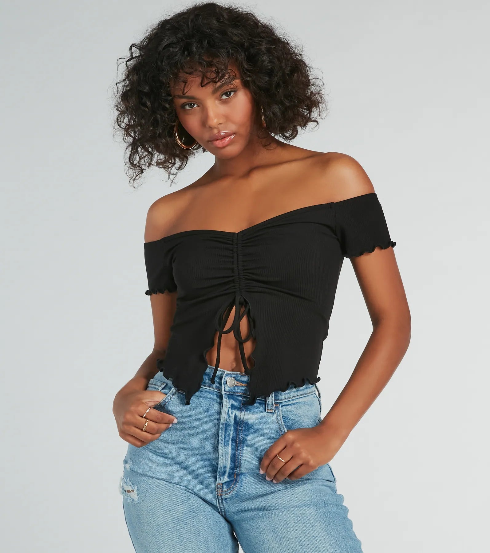 Heat Wave Off-The-Shoulder Crop Top Gym
