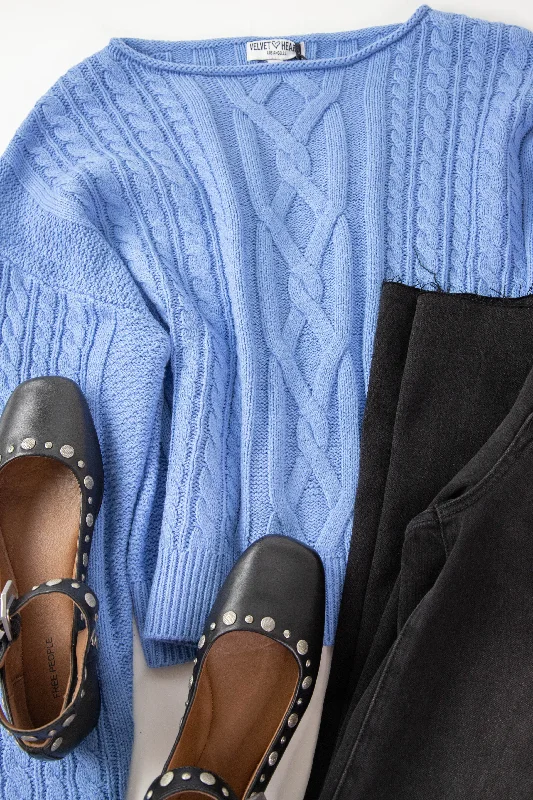 Jennevie Crop Sweater, Baja Blue | Velvet Heart Refined Women's 