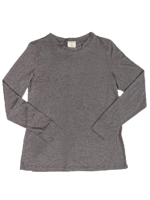 Blank Daisy Rae Long Sleeve Tee, Grey Minimalist Women's Casual