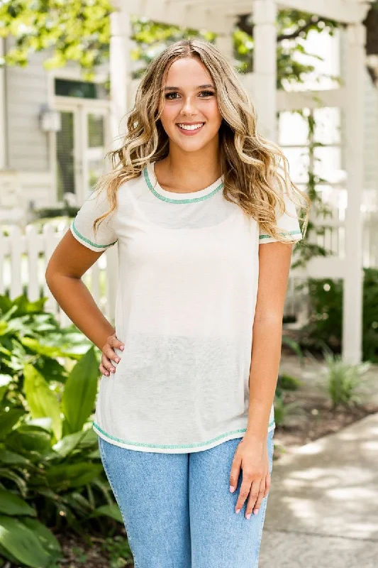 Sweet and Chic Basic Top In Beige Unique Women's Upcycled
