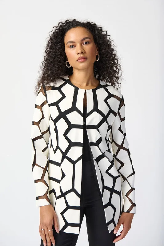 J.R 241905 Laser-Cut Leatherette Jacket Cashmere