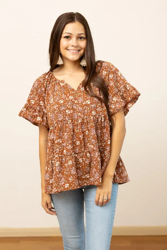Brown Floral Blouse Adventure