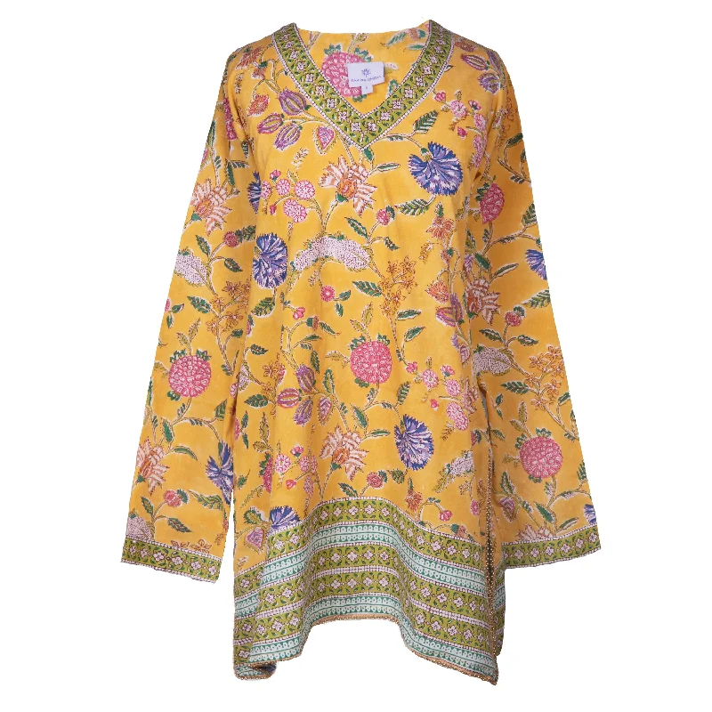 Golden Beauty Floral Cotton Tunic Gym