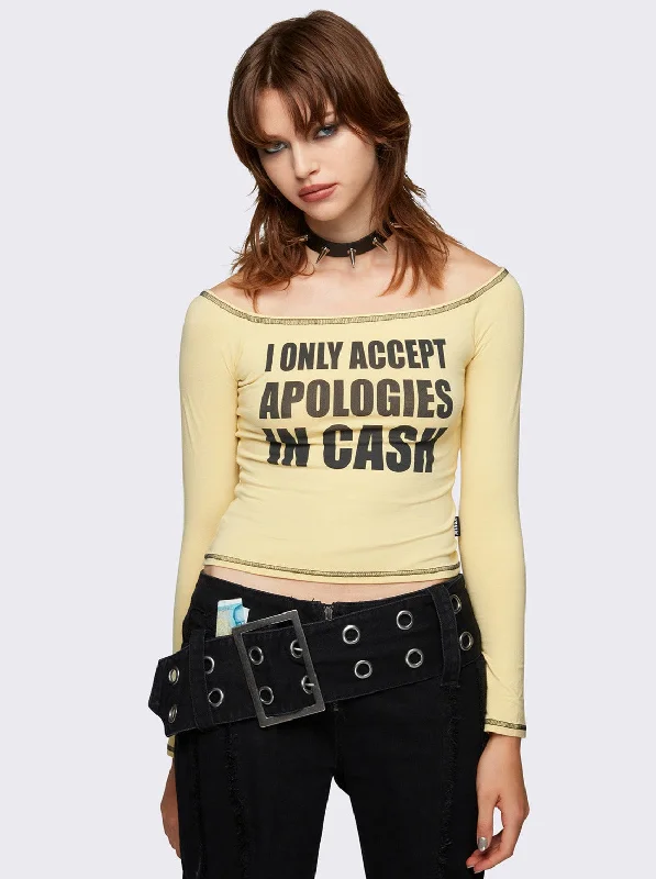 Apologie$ Off-Shoulder Graphic Top Trendy Women's 