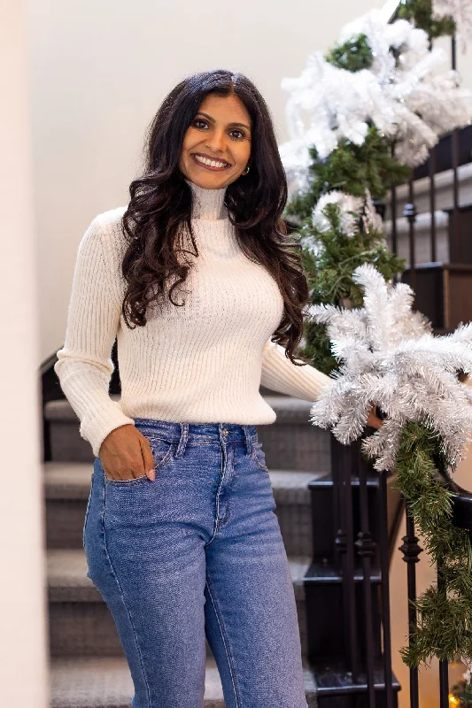 Valentina's Ribbed Turtleneck in White Bohemian Women's Free