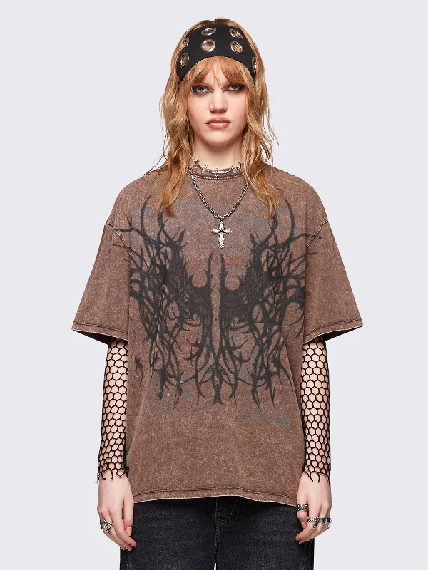 Wingfall Brown Wash T-Shirt Compression