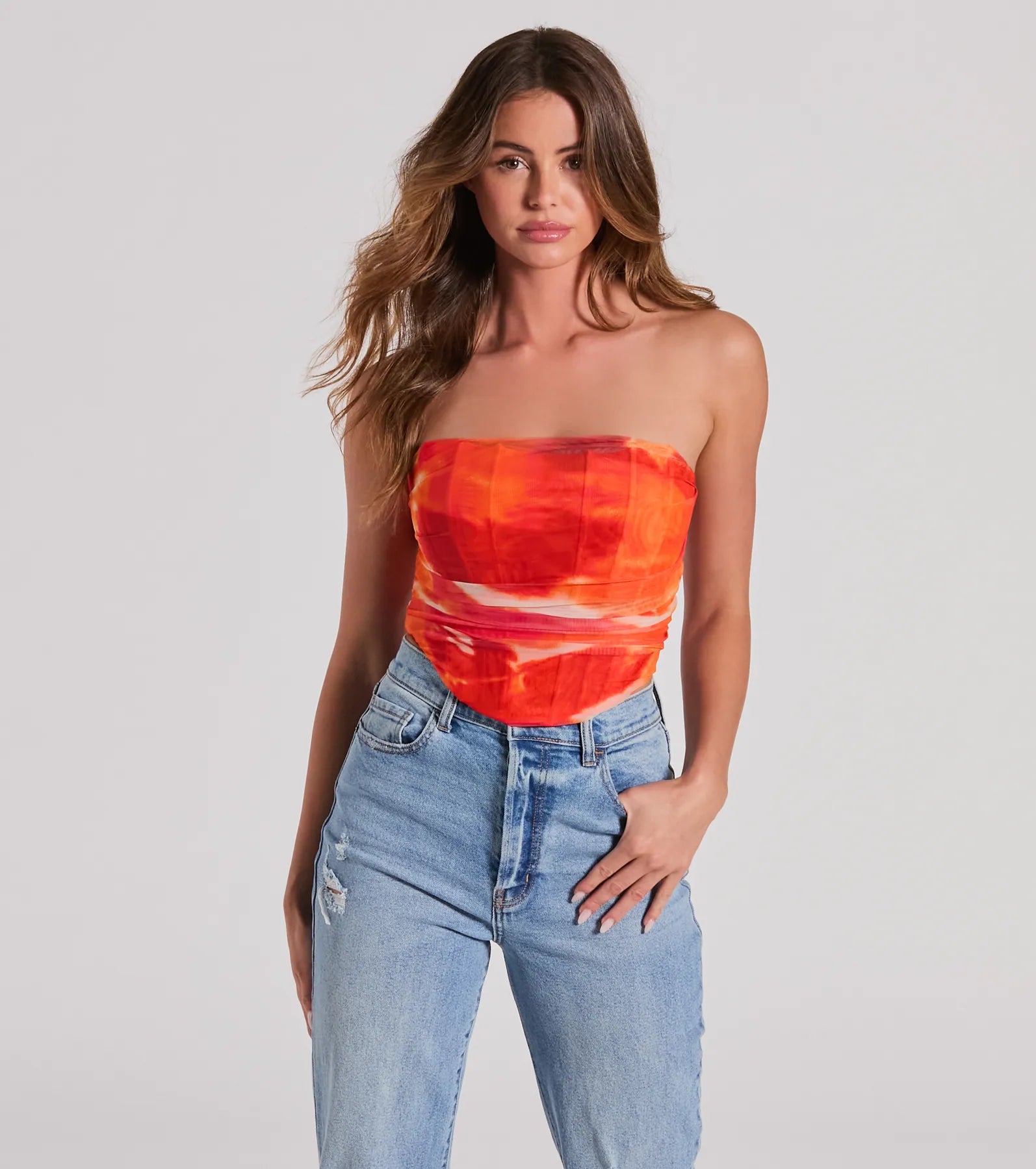 Constant Sensation Strapless Abstract Mesh Bustier Elegant Women's 