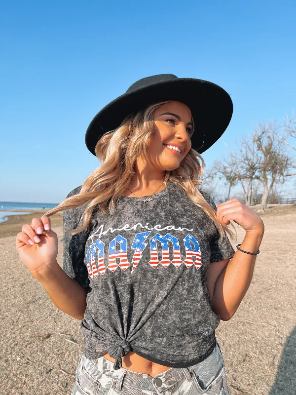 American Mama on Deep Dive - Acid Wash Tee Cool Women's Distressed