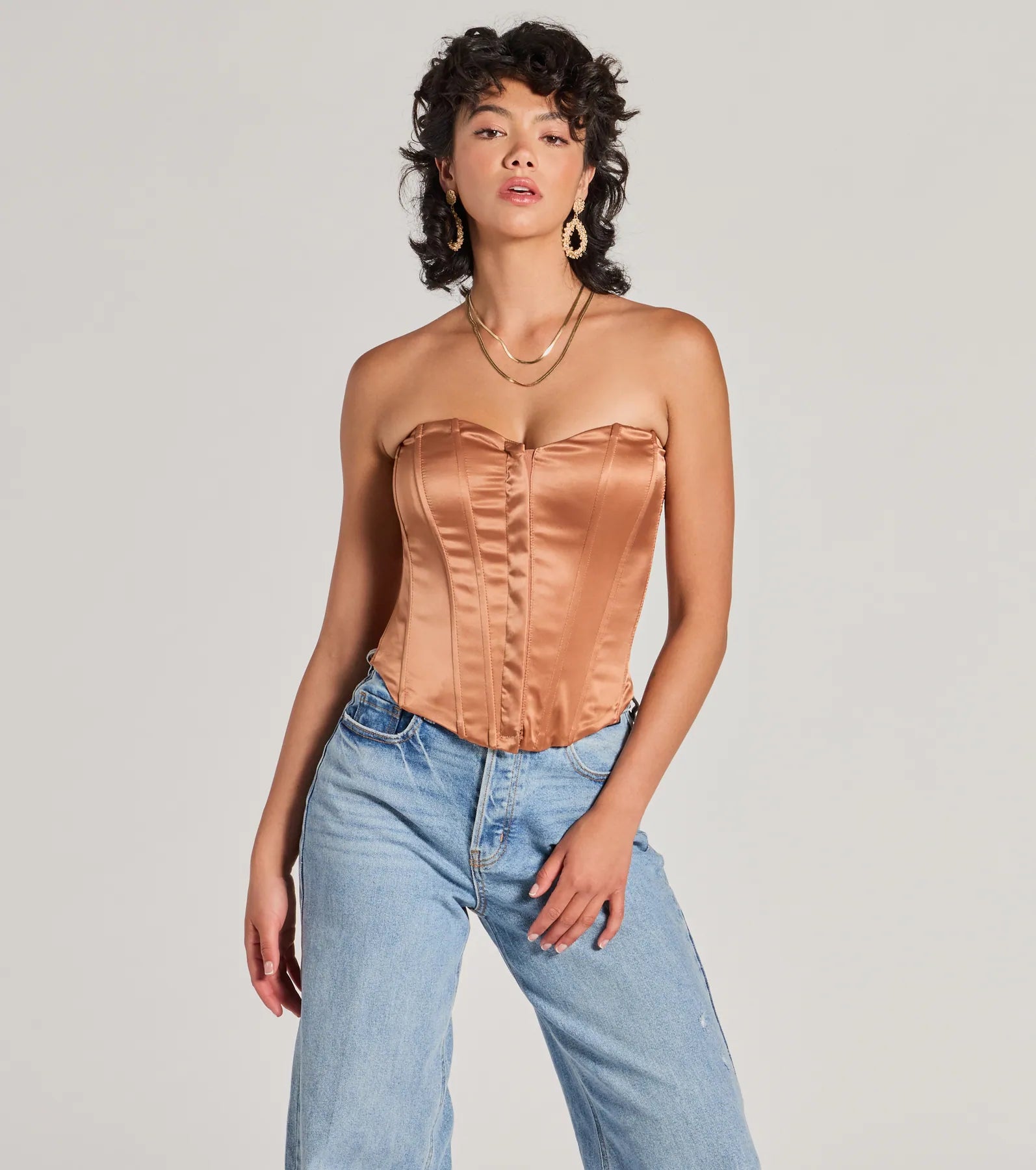 Looking Fine Strapless Satin Corset Top Disco