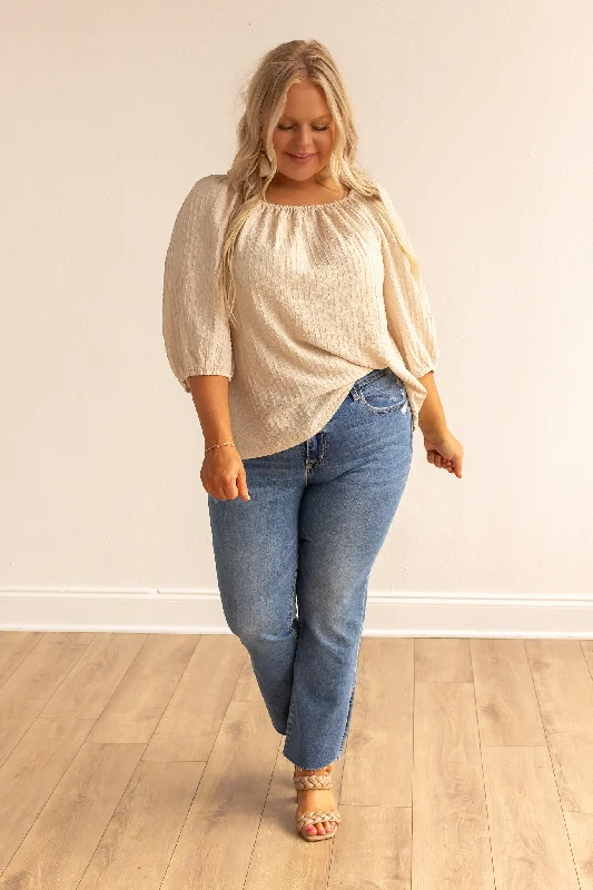 Beige Breeze Elegance Off the Shoulder Top Dynamic Women's Moto