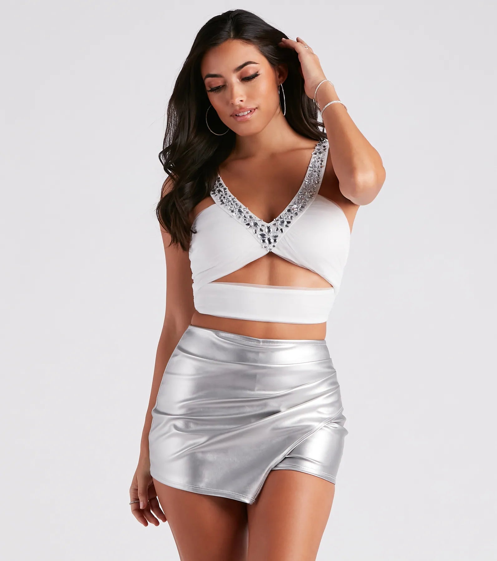 Bejeweled To Meet Ya Mesh Crop Top Refined Women's Velvet
