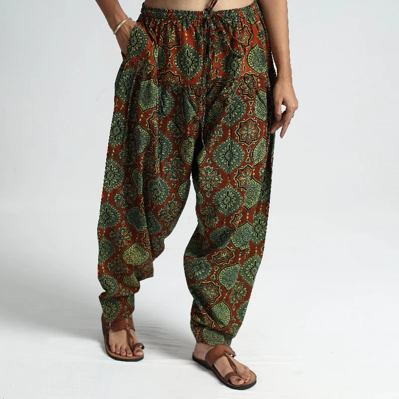 Multicolor - Ajrakh Hand Block Printed Cotton Elasticated Salwar 09 Cashmere
