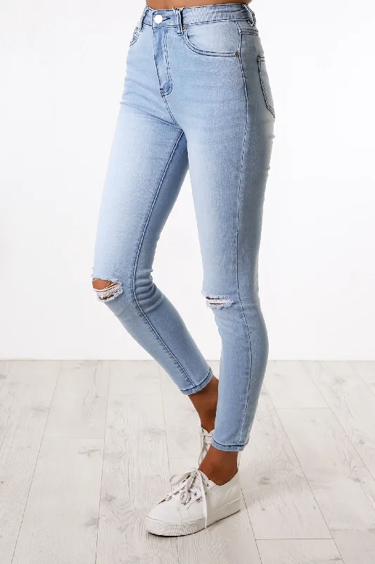 Marleigh Jean Light Blue Ripped Modern Women's 
