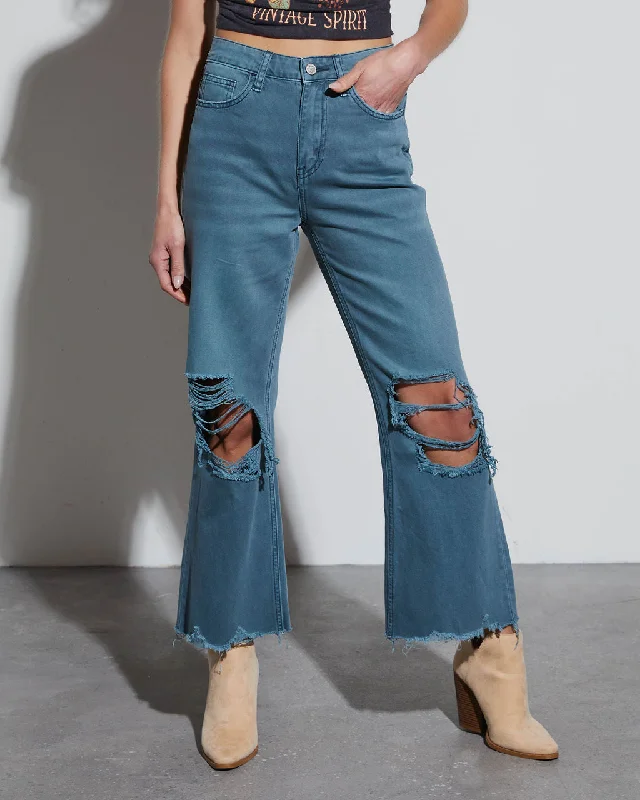 Sammy Distressed Wide Leg Jeans Compression