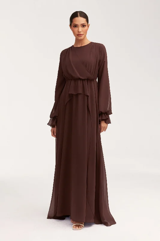Aara Chiffon Maxi Dress - Chocolate Feminine Women's Soft 