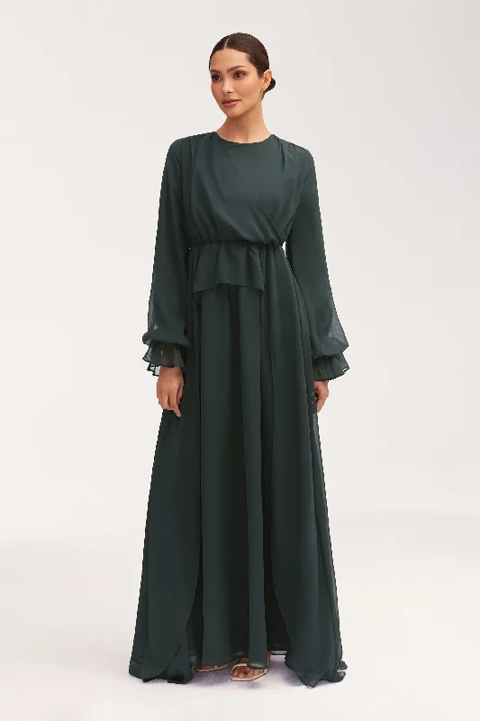 Aara Chiffon Maxi Dress -  Emerald Tough Women's Military - inspired