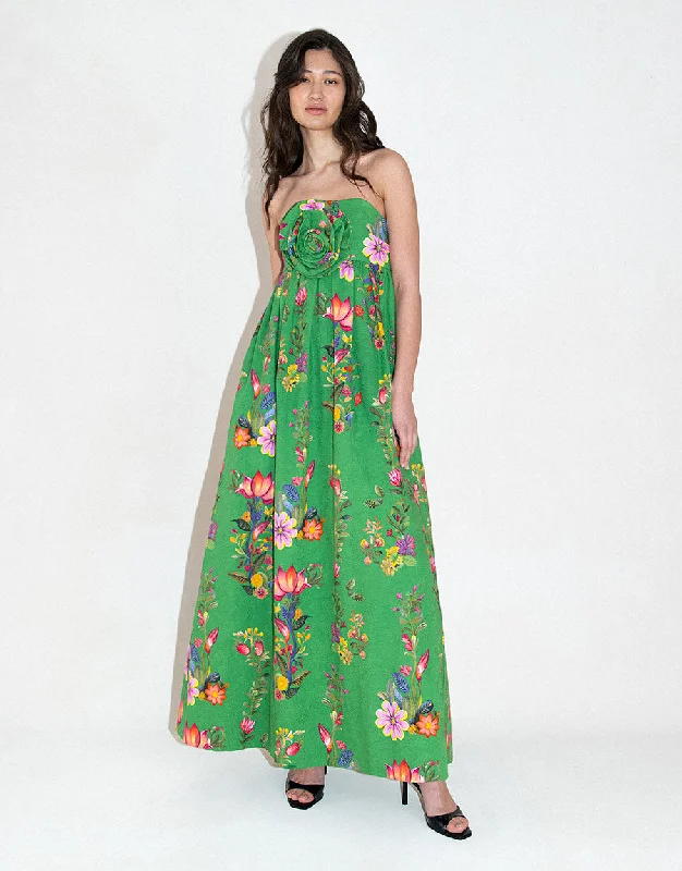 Anastasia Jacquard Maxi Gown - Sierra Jungle Green Casual Women's Loose - fitting