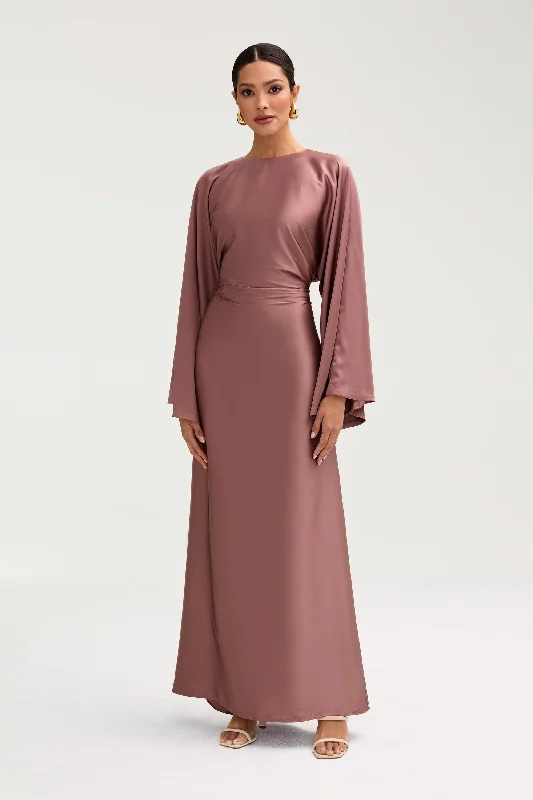 Batool Satin Maxi Dress - Dusky Mauve Contemporary 