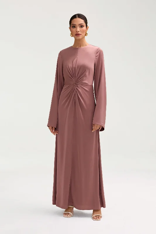 Duha Satin Twist Front Maxi Dress - Dusky Mauve Cool Women's Skate