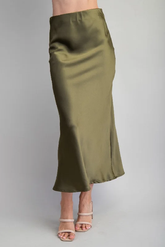 Glow Satin Skirt - Olive Edgy Women's Punk