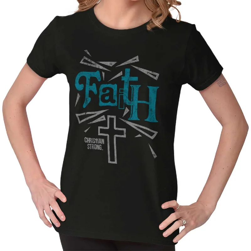 Faith And Cross Ladies T Shirt Classic Women's Tweed