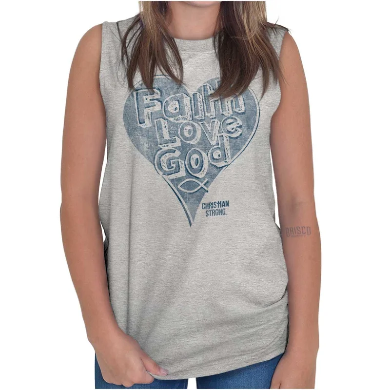 Faith Love God Sleeveless T-Shirt Minimalist Women's Casual