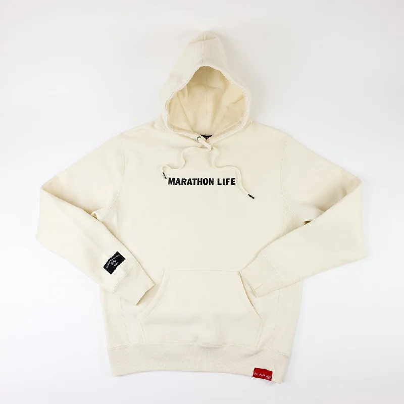 Marathon Life (Victory Flags) Hoodie - Bone/Black Sophisticated Women's Tailored