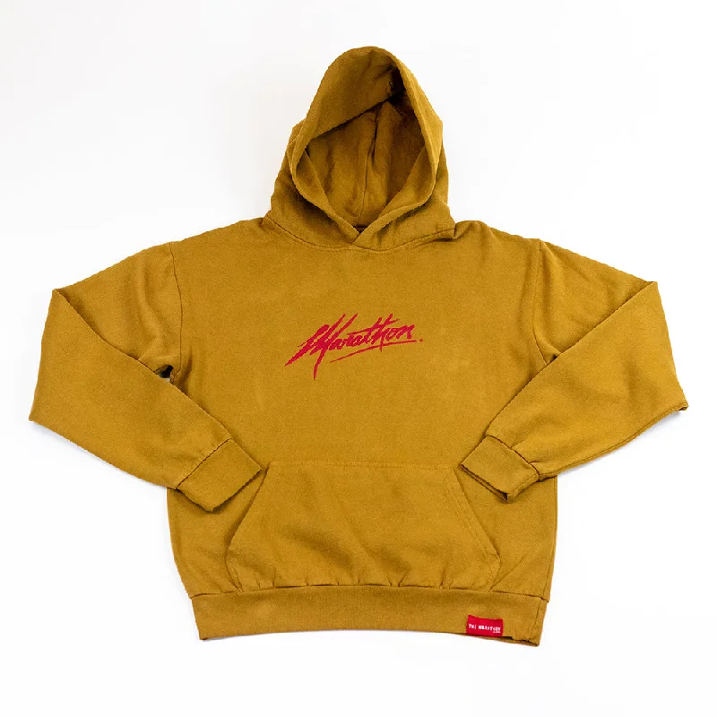 Marathon Script Signature Hoodie - Light Brown/Red Confident Women's High - fashion