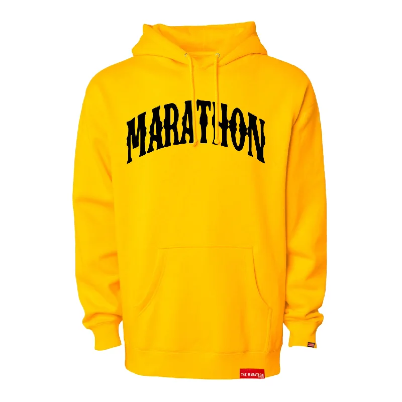 Marathon Vintage Arch Hoodie - Sports Gold/Black Edgy Women's Punk